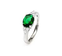 Anello in Argento Sterling 925 Rodiato con Pietra Ovale Grande Misura Regolabile