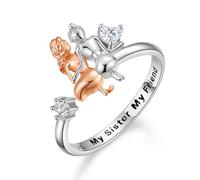 Anello in argento sterling Always My Sister Forever My Friend Anello doppio cuore misura 5-9