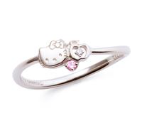 Anello in argento sterling Hello Kitty The Kiss SV925 Apple Cubic Zirconia mi...