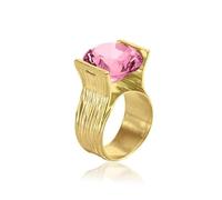 Anello in argento sterling placcato oro 14 K, con zirconi 11,75 carati, design vintage strutturato, ipoallergenico, senza nichel, piombo, collezione di design artigianale, Placcato oro 14 carati