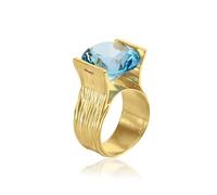 Anello in argento sterling placcato oro 14 K, con zirconi 11,75 carati, design vintage strutturato, ipoallergenico, senza nichel, piombo, collezione di design artigianale, Placcato oro 14 carati