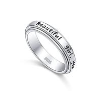 Anello in argento Sterling S925 per ansia, preoccupazione, alleviare la noia, ADHD, autismo, fascia per donne e adolescenti, Argento sterling, Zirconia cubica