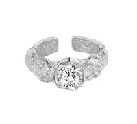 Anello in argento sterling S925 per le donne Placcato in oro 18 carati Fede nuziale con diamante CZ Accessori di moda regolabili per il ballo di fine anno da sposa da indossare tutti i giorni Argento