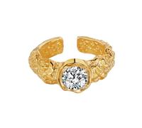 Anello in argento sterling S925 per le donne Placcato in oro 18 carati Fede nuziale con diamante CZ Accessori di moda regolabili per il ballo di fine anno da sposa da indossare tutti i giorni Oro