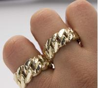 Anello In Catena Cubana Con Taglio A Diamante In Oro Giallo 10K Tutte Le Misure