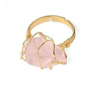 Anello in cristallo grezzo fatto a mano, con pietra regolabile | Unico grezzo: cristallo grezzo naturale, involucro filo oro, aperto regolabile, unisex boho, raccogliere più pietre.