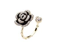 Anello in Madreperla Nuovo design Retro Woman Open 2022 Minority Fashion Feeling Black Personalità fredda Rose Diamond Intarsiato Ring Rings Lunghi Anelli Al Naso (Multicolor, One Size)
