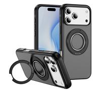 [Anello in metallo e supporto invisibile girevole a 360°] Custodia magnetica per 17 Pro Max [paraurti elettrolitico antiurto] [compatibile con MagSafe] Cover con supporto per donne e uomini