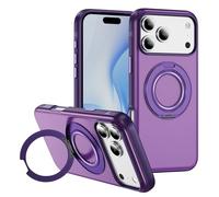 [Anello in metallo e supporto invisibile girevole a 360°] Custodia magnetica per 17 Pro Max [paraurti elettrolitico antiurto] [compatibile con MagSafe] Cover con supporto per donne e uomini