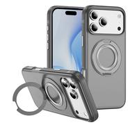 [Anello in metallo e supporto invisibile girevole a 360°] Custodia magnetica per 17 Pro [paraurti elettrolitico antiurto] [compatibile con MagSafe] Cover con supporto per donne e uomini, trasparente
