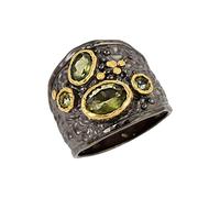 Anello in moldavite 8x6mm 6x3mm 3mm ovale rotondo sfaccettato verde lunetta set argento sterling gioielli fatti a mano multi pietra, X1/2,68(21.60), Gemma, Moldavite