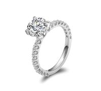 Anello in oro 375, anelli da sposa da donna in oro bianco 9 carati, rotondo moissanite gioielli alla moda per moglie madre, 62 (19.7), Moissanite