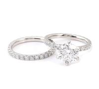 Anello in oro 375, in vero oro bianco 9 carati, rotondo, 2 pezzi, moissanite, 20 (19,1), Moissanite