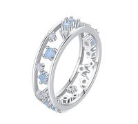 Anello in oro bianco opale, anello celebrità 9 K/14 carati, nastro cavo da donna, regalo di compleanno, 18 (18,5), Opale