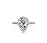 Anello in oro bianco stretto 14 K, anello da donna con 3 carati di moissanite argento a forma di pera, misura 47 (15,0)