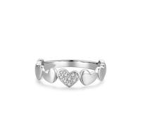 Anello in oro bianco stretto 18 carati, anelli da donna per dito medio a forma di cuore argento con laboratorio diamante misura 50 (15,9)