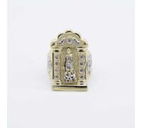 Anello In Oro Giallo E Bianco 10K Con Taglio A Diamante Il Buon Pastore Gesù