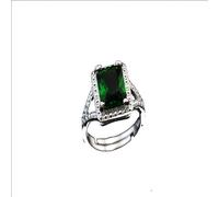 Anello In Ossidiana Di Zirconio Placcato Argento 925. Taglia Regolabile