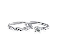 Anello in ossido di zirconio, fede nuziale, argento 925, argento Sterling, nastro di Möbius regolabile, alla moda, per coppia, unisex, sorella di Natale, gioielli, Réglable, Argento Sterling S925