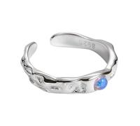 Anello In Pietra Di Luna In Argento Sterling 925 Per Donna, Anello Con Onde Irregolari, Strutturato, Aperto, Regolabile, Fascia Per Dito, Regalo Di Fidanzamento Per Donne E Ragazze
