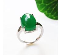 Anello in Pietra Naturale con Agata Verde Ellittica di ARTQ: Anello di Apertura Regolabile da Donna, Vintage e Elegante, Regalo per la Festa della Mamma o per la Moglie