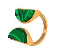 Anello In Pietra Naturale Per Unisex - Anello Regolabile Simmetrico Geometrico In Malachite A Doppia Estremità, Personalizza Anello Aperto Con Pietre Semipreziose Per Regalo Unisex Di Coppia, Gial