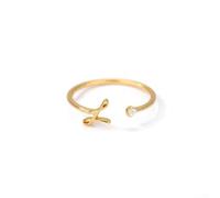 Anello in rame unico con 26 lettere, design regolabile con intarsio in zircone, perfetto per uno stile personale (lettera W)