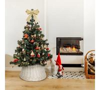 Anello in Rattan Di Vimini Base per Albero Di Natale Colore Bianco 50x67x22 Cm