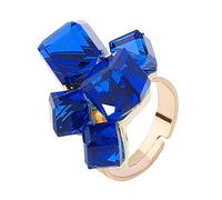 Anello in stile bohémien quadrato con cristallo per donne e ragazze, placcato oro, regolabile, espandibile, promessa di fidanzamento, anelli geometrici, vestibilità comoda, elegante, art deco