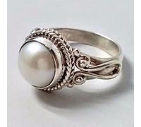 Anello in stile vintage con perle finte, gioiello alla moda retrò per le donne