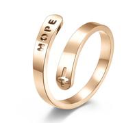 Anello in titanio con lettera a croce cristiana, regolabile, con croce scheletrica, da donna