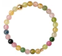 Anello in tormalina arcobaleno con perle naturali con sfera dorata, anello