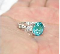 Anello in tormalina Paraiba blu naturale fatto a mano taglio ovale anello...