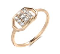 Anello in zircone dal design minimale con piccoli cubi, stile alla moda e minimalista, versatile per l'uso quotidiano, anello da donna in oro rosa