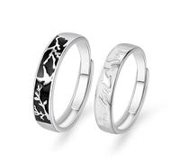 Anello in zirconia cubica da donna 925 con incisione in argento Sterling rami fiore regolabile moda per coppia unisex sorella Natale gioielli, Réglable, Argento Sterling S925, Zirconia cubica