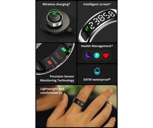 Anello intelligente Colmi R12 Taglia 11 Bluetooth IPX4 Autonomia 5 giorni iOS/Android Nero