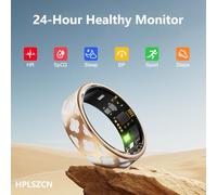 Anello intelligente smaltato, per donne e uomini, fitness tracker con frequenza cardiaca, ossigeno nel sangue, pressione sanguigna, monitoraggio del sonno, contapassi, impermeabile IP68, per iPhone e