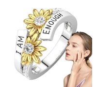 Anello Io Sono Abbastanza | Anello I Am Enough Sunshine regolabile - Regalo di gioielli con anello Sunshine, eleganti anelli di girasole per anniversari di dichiarazione, donne e ragazze, San