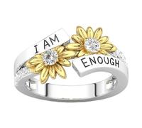 Anello Io Sono Abbastanza | Anello Ispiratore In Lega Con Testo Sono Abbastanza - Anello Sunshine Per Anniversario, Dichiarazione, San, Cocktail Party