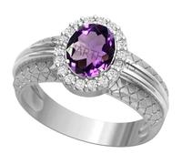 Anello Katela placcato in argento con ametista da 9,25 Ratti da 8,00 carati, anello originale certificato viola con pietra naturale Jamuniya astrologica, febbraio, anello regolabile misura 16-24
