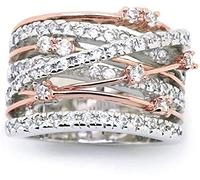 Anello Largo Criss Pave Round Cut Cubic Zirconia Statement Anello a Fascia per Ragazze e Donne,Oro Rosa,11 Convenient Design