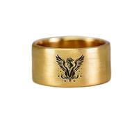 anello largo grifone di forma rotonda | argento sterling 925 placcato oro | gioielli da regalo, anelli con sigillo in stile vintage, gioielli fatti a mano ipoallergenici| LK_PDR_00829_6.5