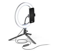 Anello LED Selfie Cellularline SELFIERINGCOLORK 10'' RGB con Treppiede Nero Universal