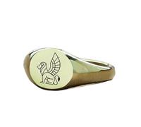 Anello leone alato di forma rotonda | Argento sterling 925 placcato oro | Gioielli da regalo, anelli con sigillo in stile vintage, gioielli fatti a mano ipoallergenici| LK_PDR_01703_9.5