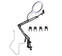 Anello luminoso 26 cm Supporto per telefono sopra la testa Spessore massimo del morsetto 5 cm Anello luminoso scrivania con morsetto per trucco Bellezza Cucina Video Streaming
