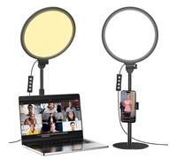 Anello luminoso a LED da 10,5 pollici, 6500 K per laptop, con supporto per live streaming, trucco, videoconferenza, videochiamate, fotografia, YouTube, TikTok, foro filettato da 1/4" per treppiede