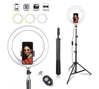 Anello luminoso a LED da 10 pollici Lampada per selfie Telefono Bluetooth Luce di riempimento remota Fotografia Treppiede per realizzare video Youtube Trucco dal vivo No tripod