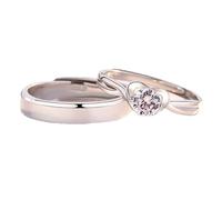 Anello luminoso anello in argento 925 da donna di grandi dimensioni, in argento Sterling con fascia a cuore, regolabile, alla moda, per coppia, unisex, da cocktail, Réglable, Argento Sterling S925