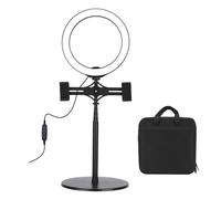 Anello luminoso dimmerabile con supporto, illuminazione regolabile in altezza per videochiamate, selfie, studio fotografico, supporto universale per
