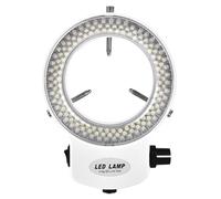 Anello luminoso LED per fotocamera per microscopio 144 perline - Luminosità regolabile 0-100% Illuminazione senza ombre per microscopio stereo, diametro interno 64 mm, 12 V 4,5 W (White EU Plug 220V)